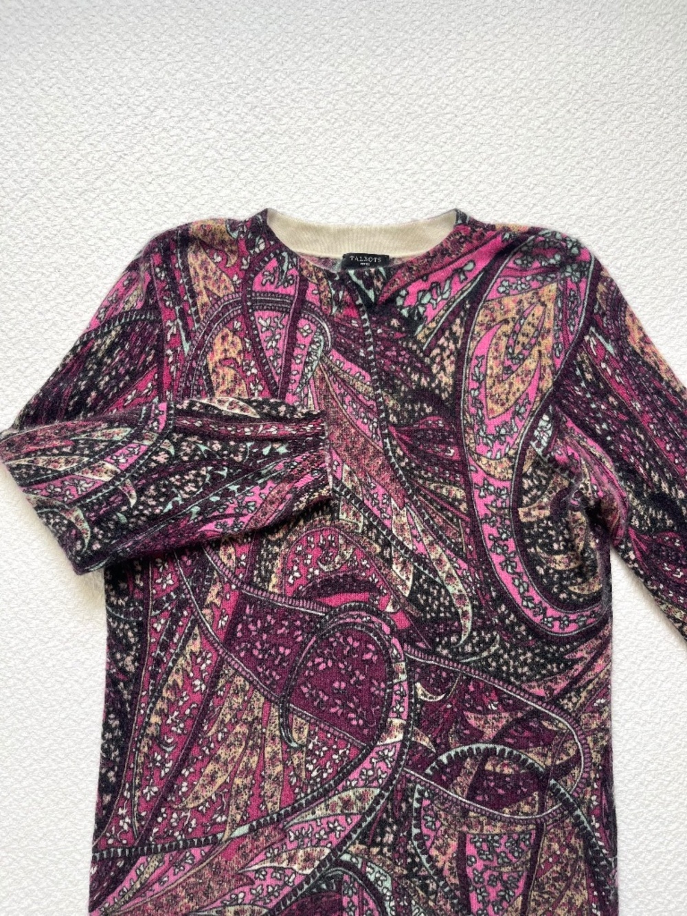 Talbots Pure Cashmere Sweater Top Audrey Size M Petite Pink